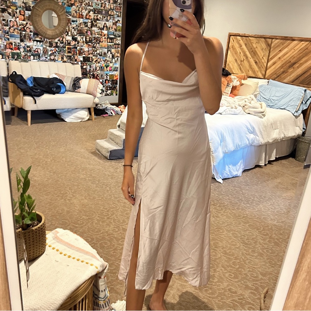 ASTR The Label Satin Midi Dress